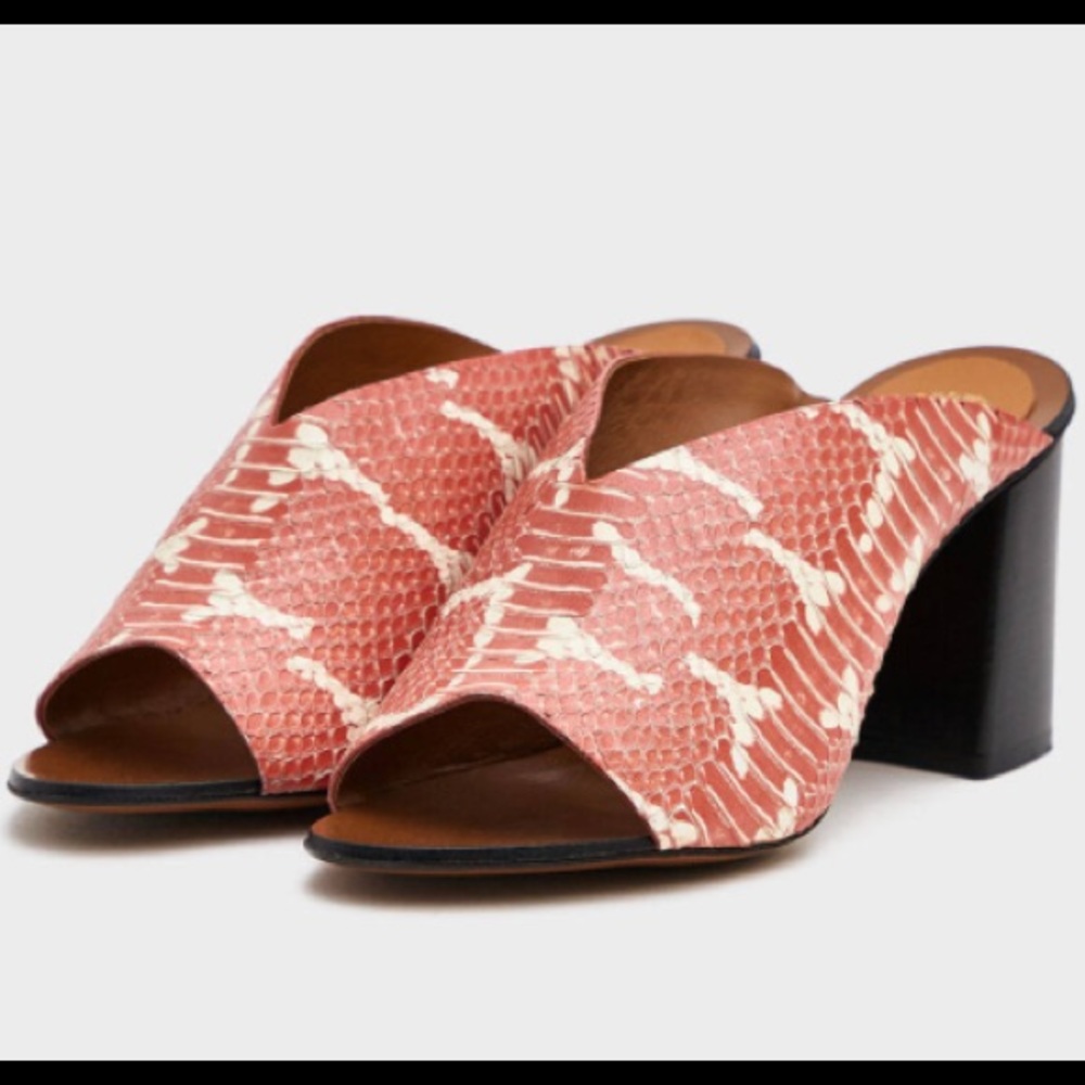 Licola Embossed Leather Heel in Orange/White - Worn Once